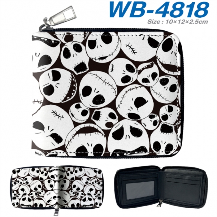 The Nightmare Before Christmas Anime color short full zip folding wallet 10x12x2.5cm