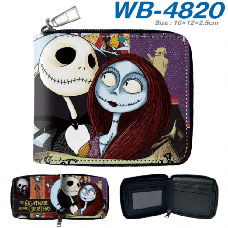 The Nightmare Before Christmas Anime color short full zip folding wallet 10x12x2.5cm
