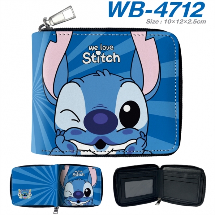 Lilo & Stitch Anime color short full zip folding wallet 10x12x2.5cm