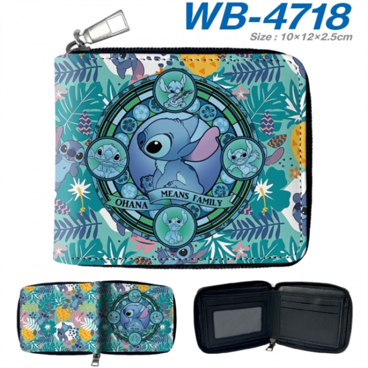Lilo & Stitch Anime color short full zip folding wallet 10x12x2.5cm
