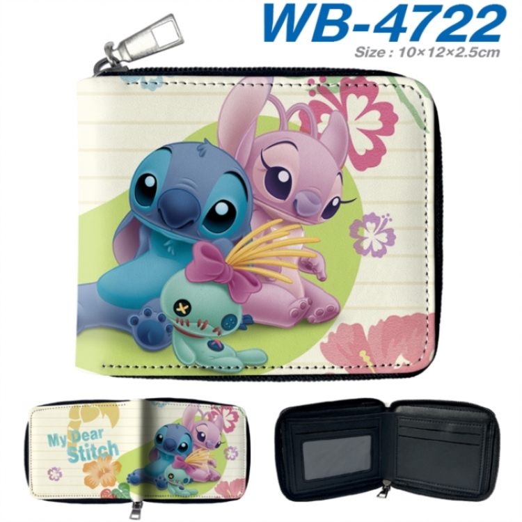 Lilo & Stitch Anime color short full zip folding wallet 10x12x2.5cm