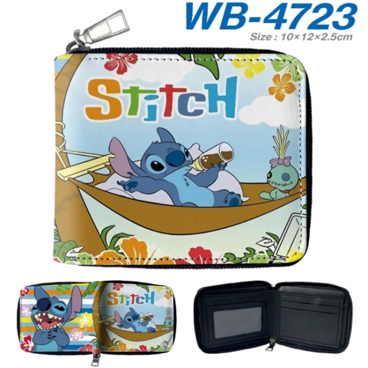 Lilo & Stitch Anime color short full zip folding wallet 10x12x2.5cm