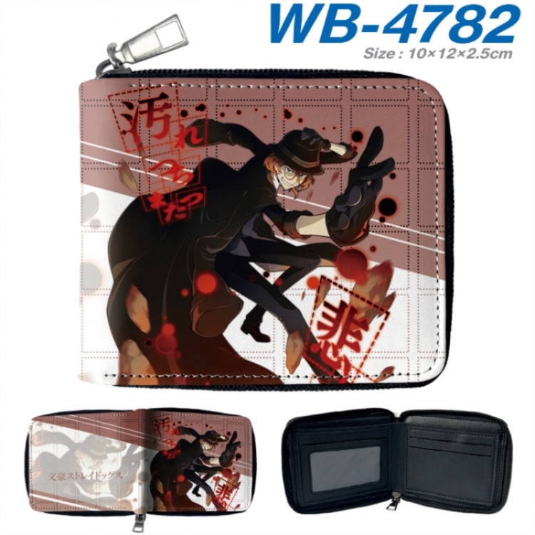 Bungo Stray Dogs Anime color short full zip folding wallet 10x12x2.5cm