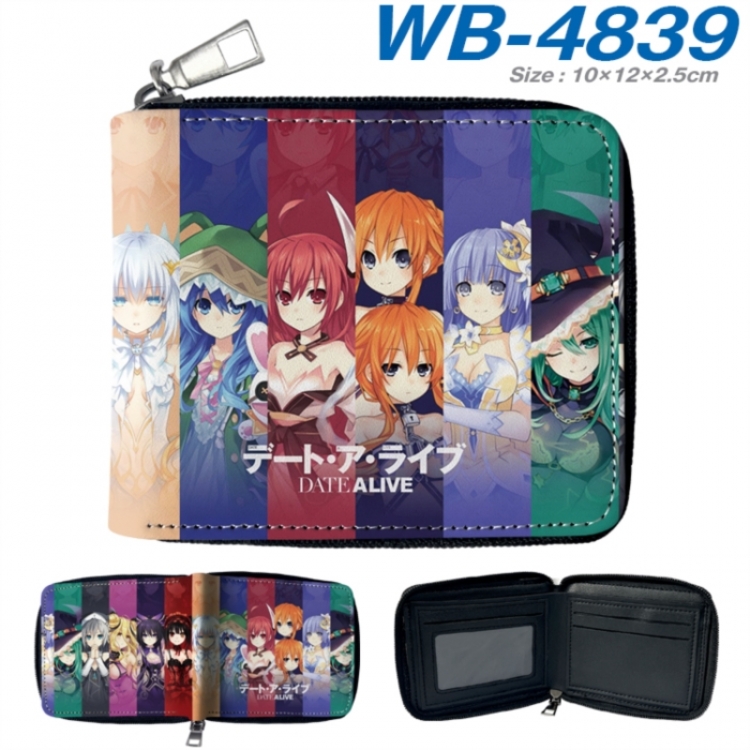 Date-A-Live Anime color short full zip folding wallet 10x12x2.5cm