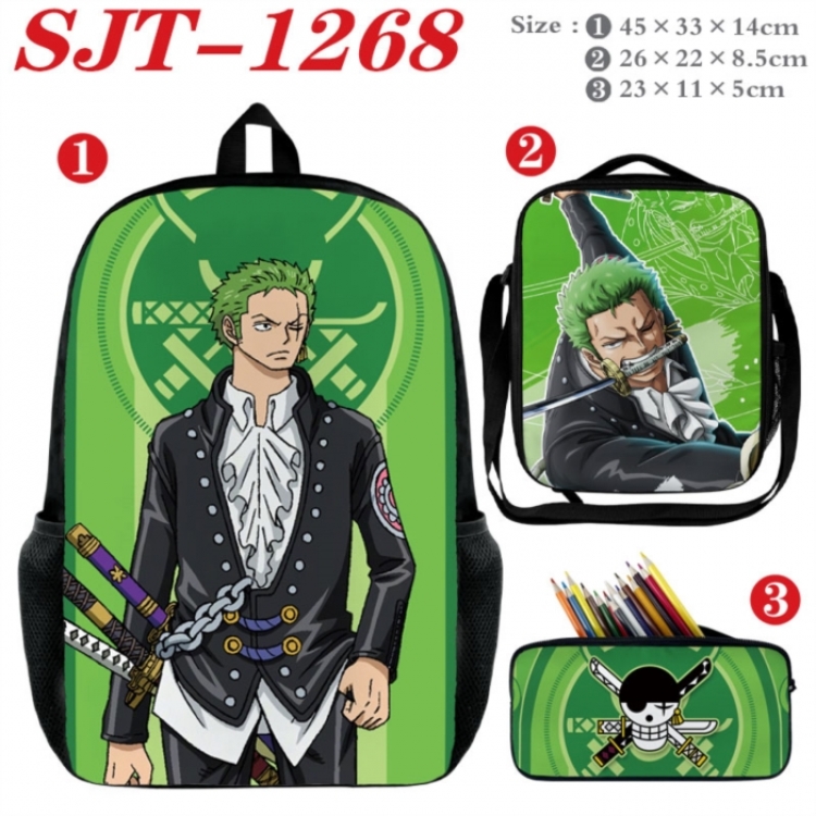 One Piece Anime nylon canvas backpack pencil case crossbody bag three piece set 45x33x14cm