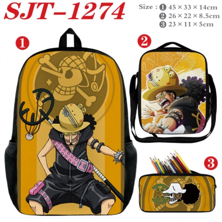 One Piece Anime nylon canvas backpack pencil case crossbody bag three piece set 45x33x14cm
