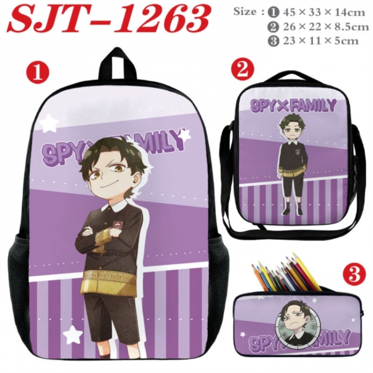 SPY×FAMILY Anime nylon canvas backpack pencil case crossbody bag three piece set 45x33x14cm