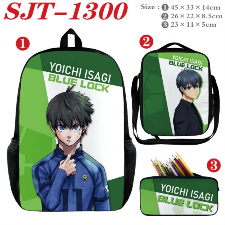 BLUE LOCK Anime nylon canvas backpack pencil case crossbody bag three piece set 45x33x14cm