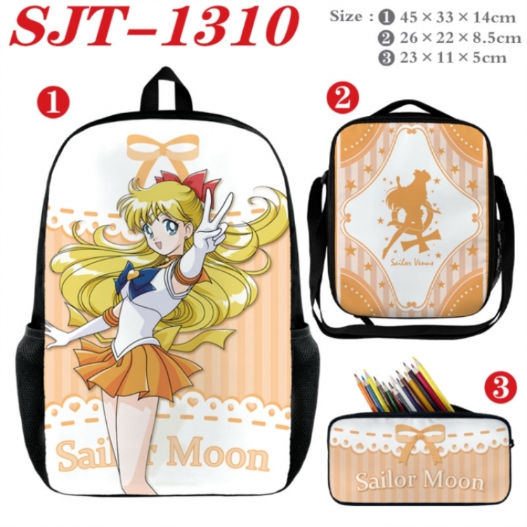 sailormoon Anime nylon canvas backpack pencil case crossbody bag three piece set 45x33x14cm