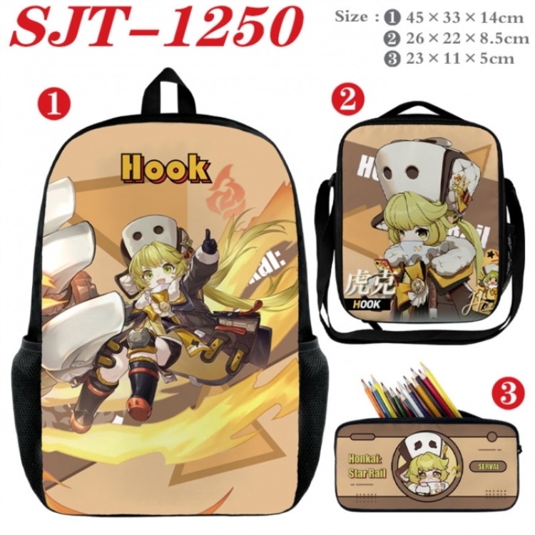 Honkai: Star Rail Anime nylon canvas backpack pencil case crossbody bag three piece set 45x33x14cm