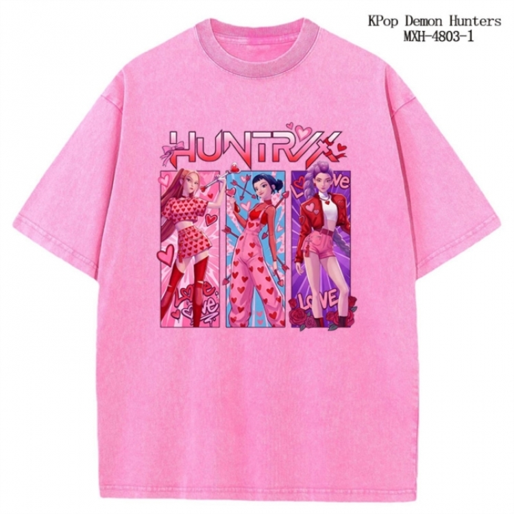 K-Pop Demon Hunters Anime peripheral pure cotton washed and worn T-shirt from S to 4XL
