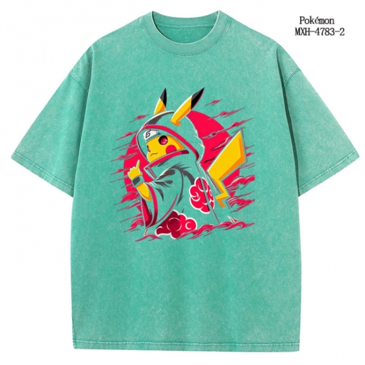 Pokemon Anime peripheral pure cotton washed and worn T-shirt from S to 4XL