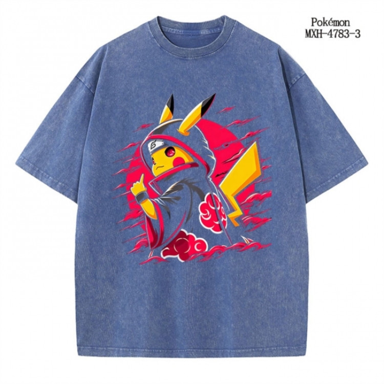Pokemon Anime peripheral pure cotton washed and worn T-shirt from S to 4XL