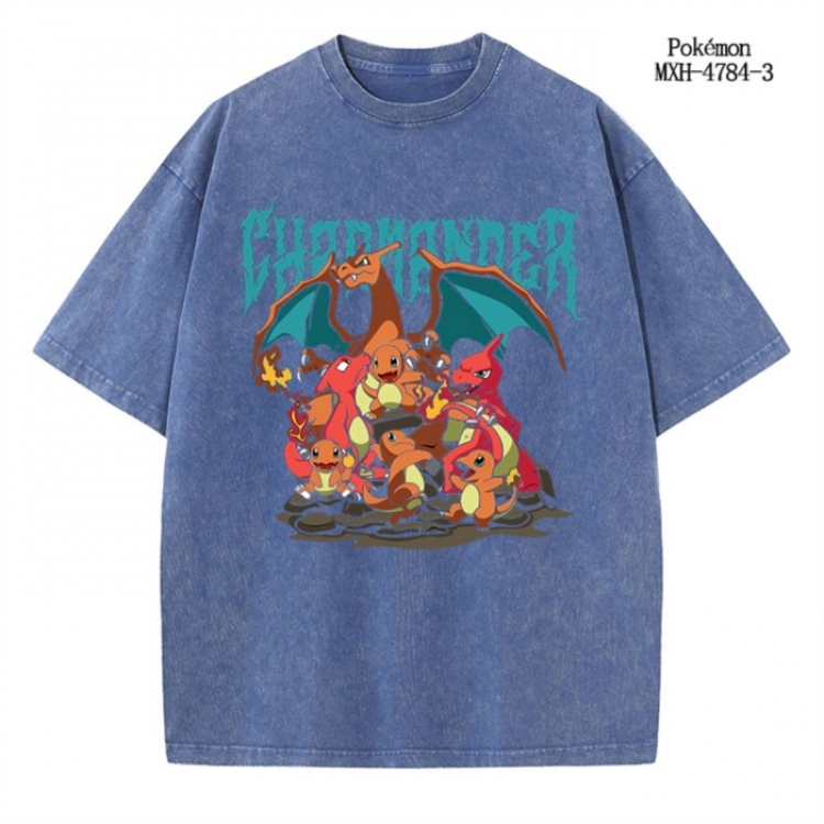 Pokemon Anime peripheral pure cotton washed and worn T-shirt from S to 4XL