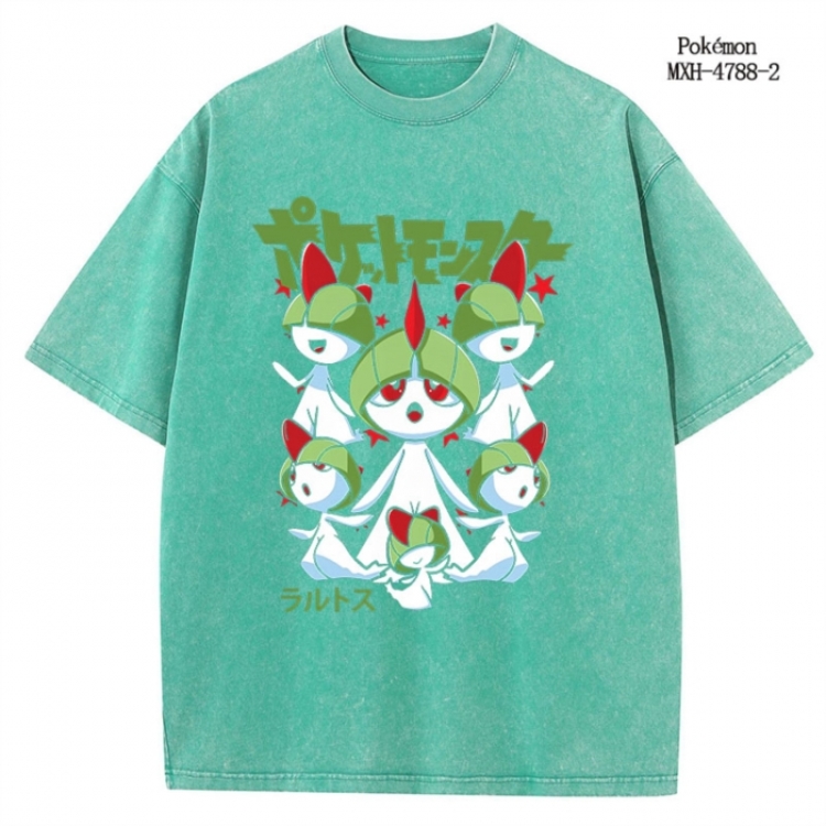 Pokemon Anime peripheral pure cotton washed and worn T-shirt from S to 4XL