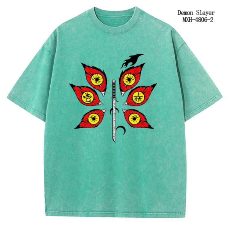 Demon Slayer Kimets Anime peripheral pure cotton washed and worn T-shirt from S to 4XL