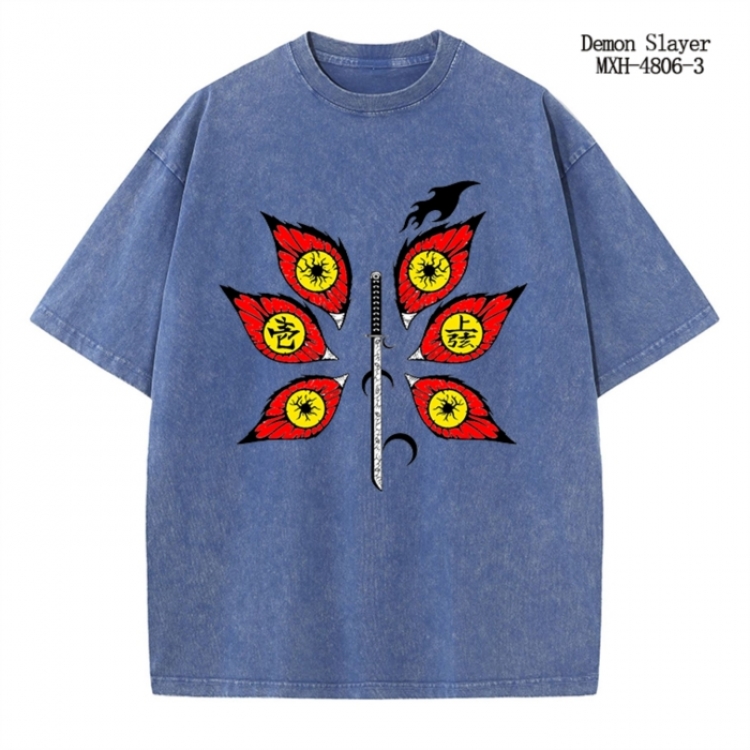 Demon Slayer Kimets Anime peripheral pure cotton washed and worn T-shirt from S to 4XL