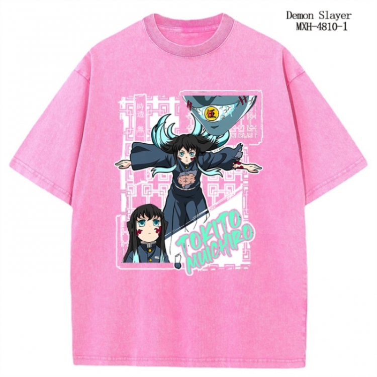 Demon Slayer Kimets Anime peripheral pure cotton washed and worn T-shirt from S to 4XL