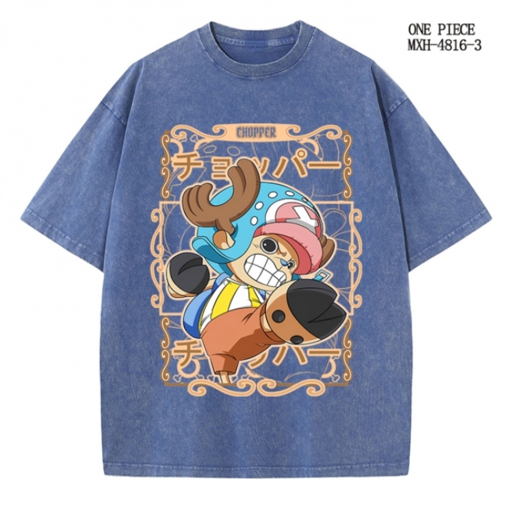 One Piece Anime peripheral pure cotton washed and worn T-shirt from S to 4XL