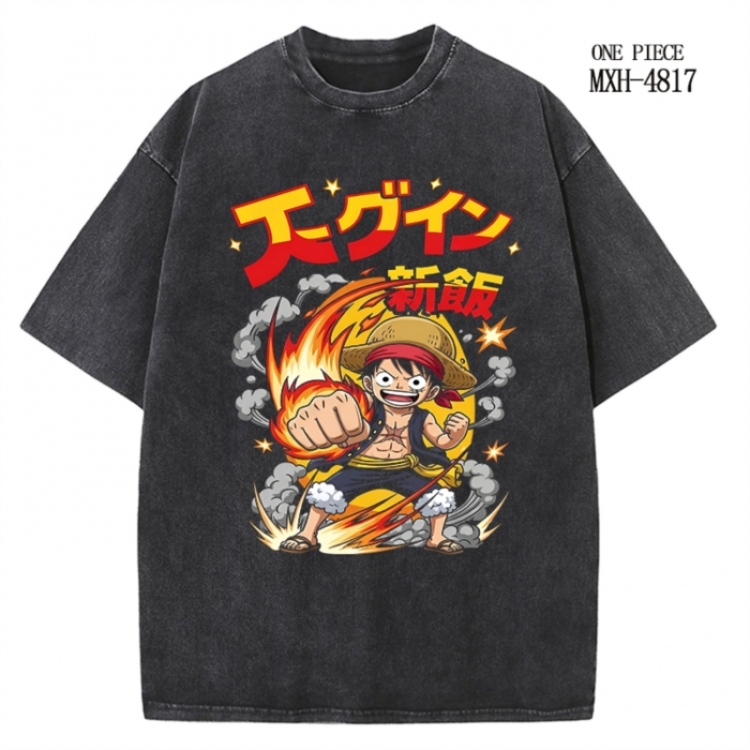 One Piece Anime peripheral pure cotton washed and worn T-shirt from S to 4XL