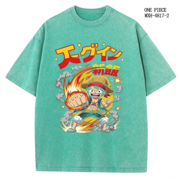 One Piece Anime peripheral pure cotton washed and worn T-shirt from S to 4XL