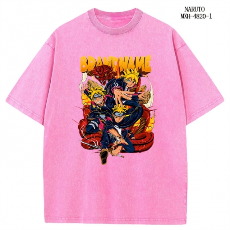 Naruto Anime peripheral pure cotton washed and worn T-shirt from S to 4XL