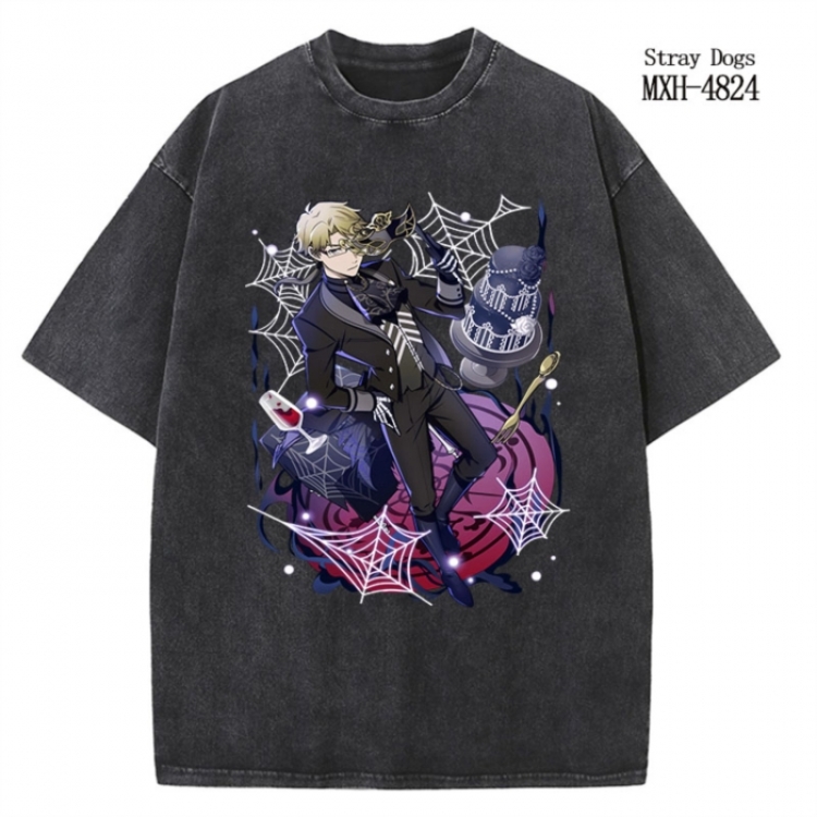 Bungo Stray Dogs Anime peripheral pure cotton washed and worn T-shirt from S to 4XL