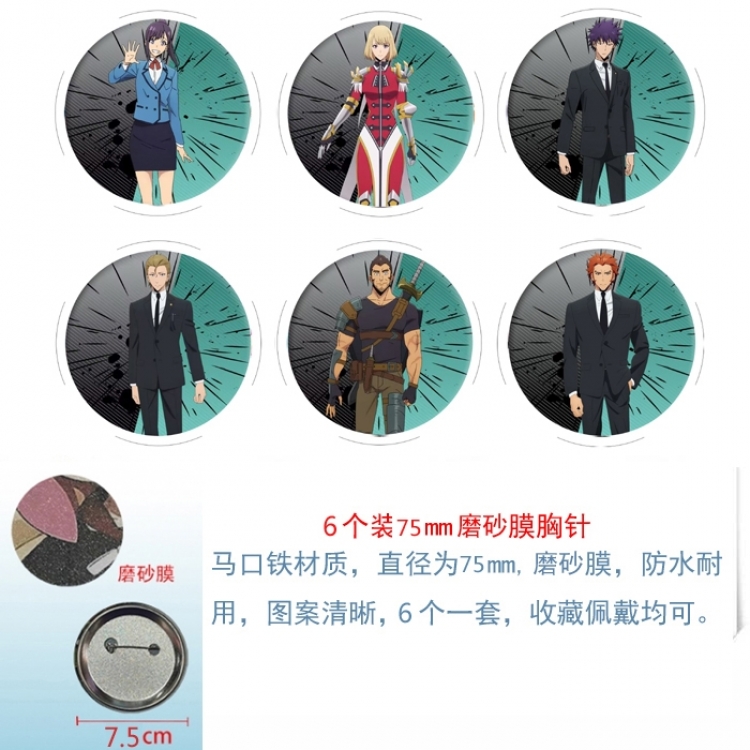 Solo Leveling:Arise Anime Matte film brooch badge 75MM a set of 6