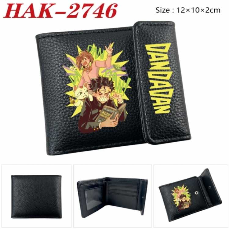 DANDADAN Anime Litchi Pattern Hidden Buckle Half Fold Printed Wallet 12X10X2CM