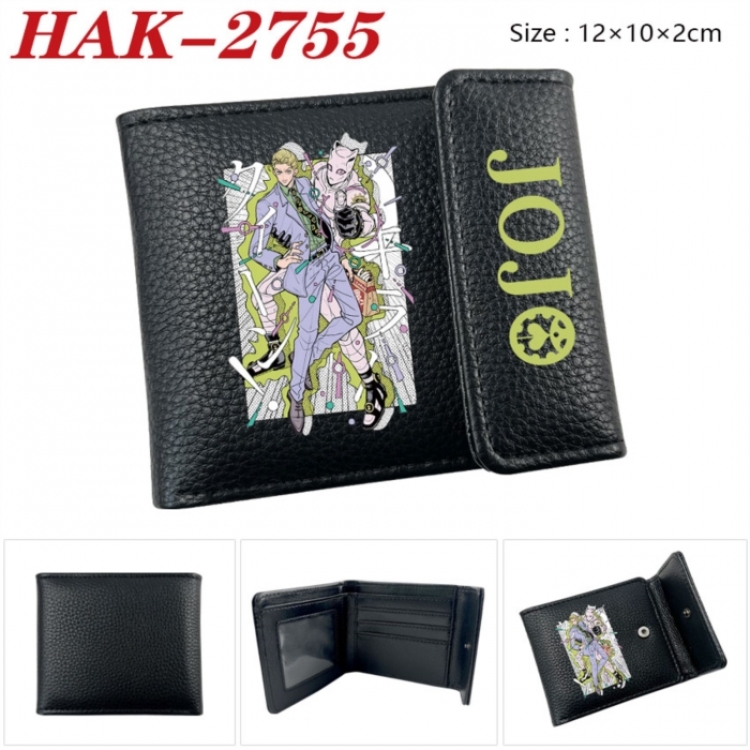JoJos Bizarre Adventure Anime Litchi Pattern Hidden Buckle Half Fold Printed Wallet 12X10X2CM
