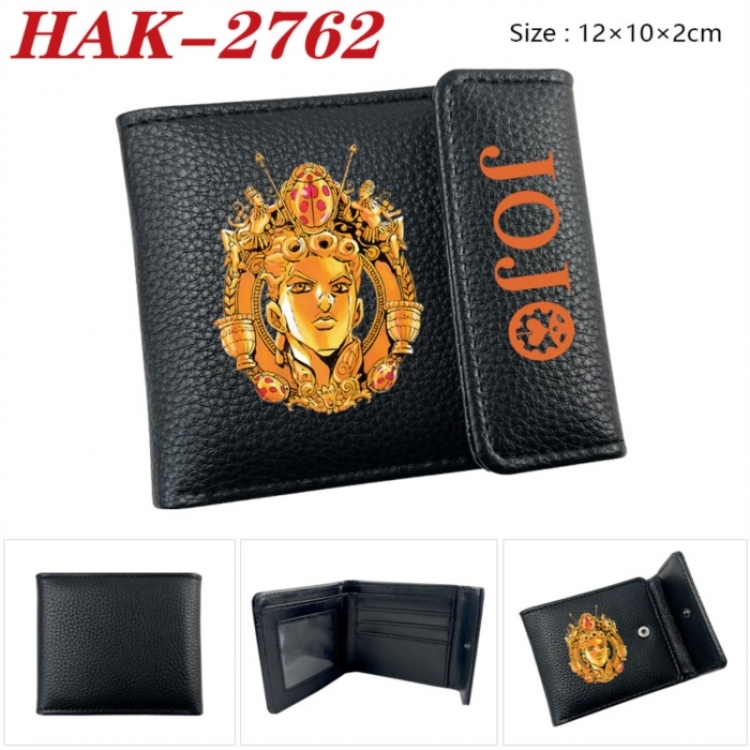 JoJos Bizarre Adventure Anime Litchi Pattern Hidden Buckle Half Fold Printed Wallet 12X10X2CM