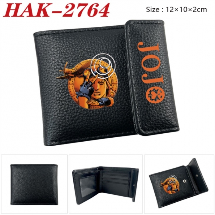 JoJos Bizarre Adventure Anime Litchi Pattern Hidden Buckle Half Fold Printed Wallet 12X10X2CM