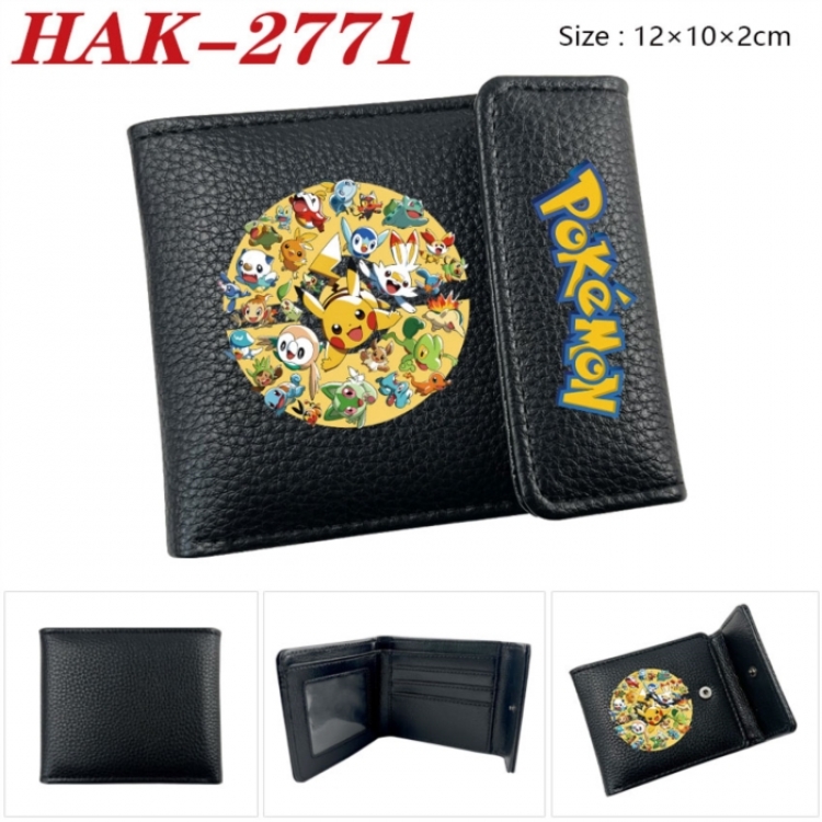 Pokemon Anime Litchi Pattern Hidden Buckle Half Fold Printed Wallet 12X10X2CM