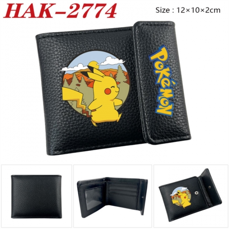 Pokemon Anime Litchi Pattern Hidden Buckle Half Fold Printed Wallet 12X10X2CM