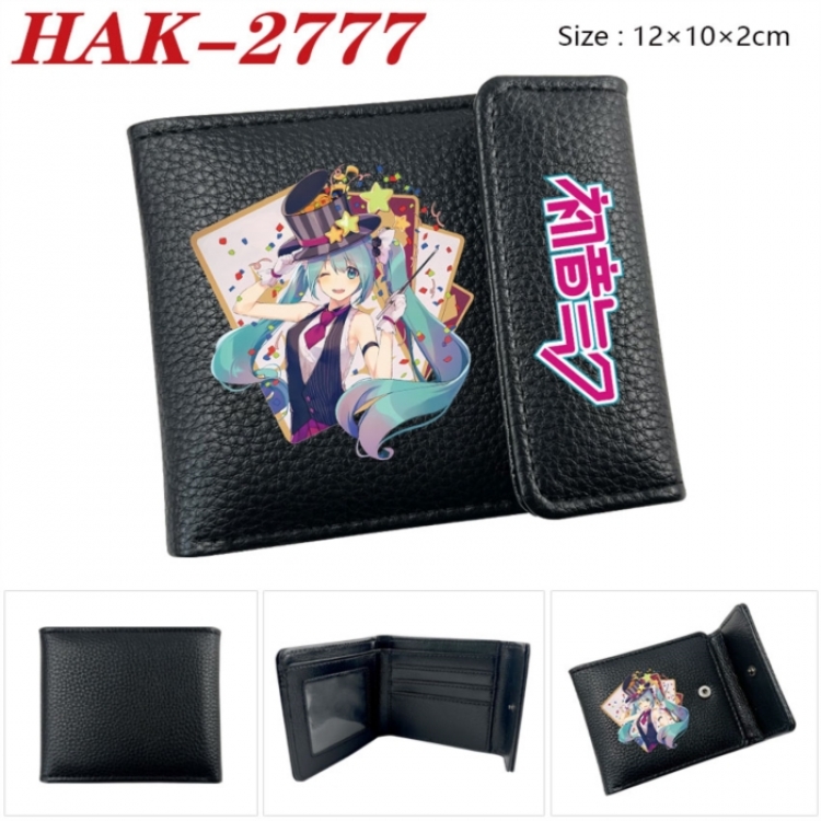 Hatsune Miku Anime Litchi Pattern Hidden Buckle Half Fold Printed Wallet 12X10X2CM