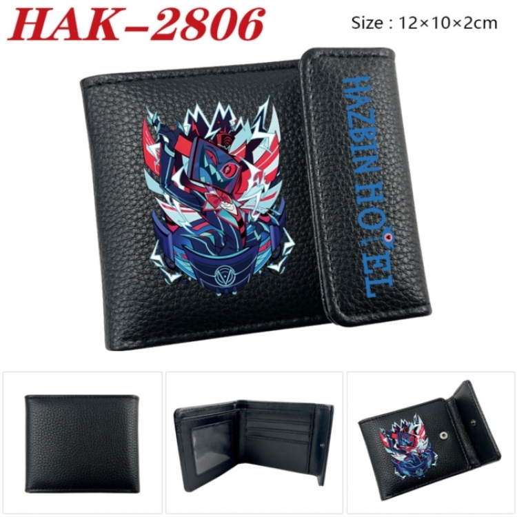 Hazbin Hotel Anime Litchi Pattern Hidden Buckle Half Fold Printed Wallet 12X10X2CM