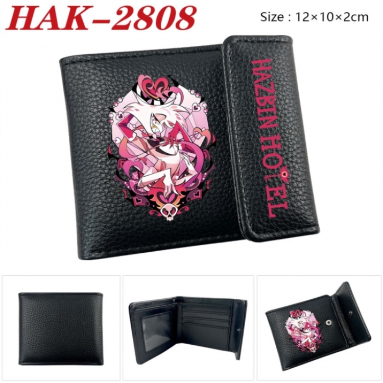Hazbin Hotel Anime Litchi Pattern Hidden Buckle Half Fold Printed Wallet 12X10X2CM
