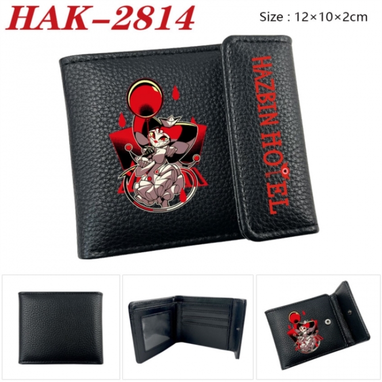 Hazbin Hotel Anime Litchi Pattern Hidden Buckle Half Fold Printed Wallet 12X10X2CM