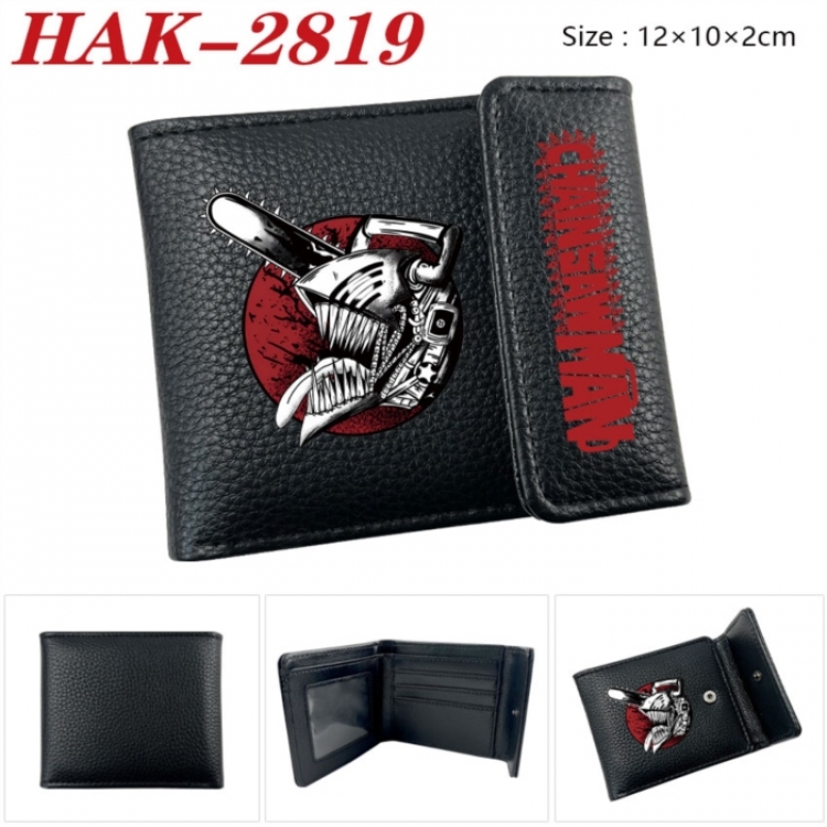 Chainsaw Man Anime Litchi Pattern Hidden Buckle Half Fold Printed Wallet 12X10X2CM