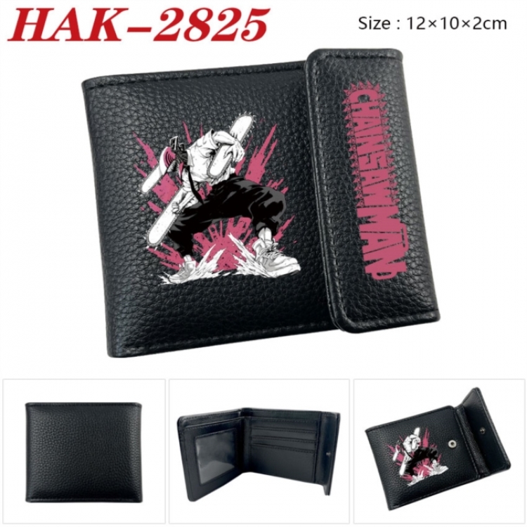 Chainsaw Man Anime Litchi Pattern Hidden Buckle Half Fold Printed Wallet 12X10X2CM