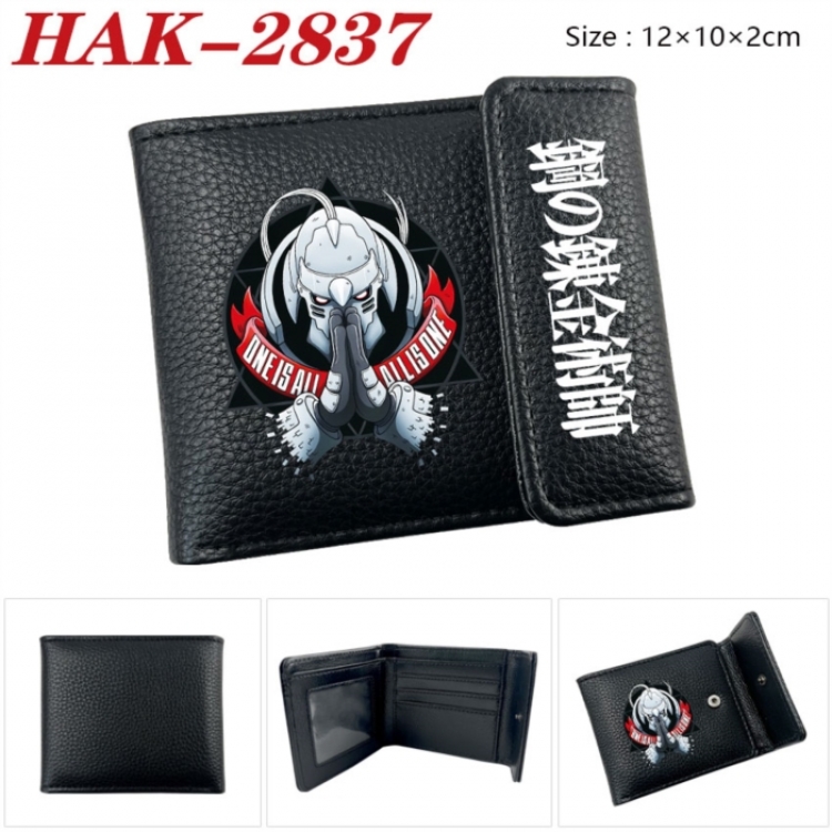 Fullmetal Alchemist Anime Litchi Pattern Hidden Buckle Half Fold Printed Wallet 12X10X2CM