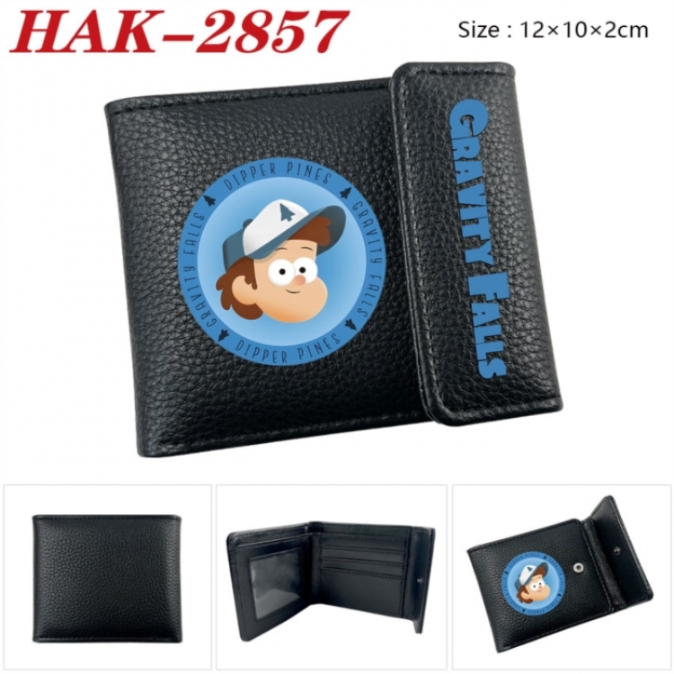 Gravity Falls Anime Litchi Pattern Hidden Buckle Half Fold Printed Wallet 12X10X2CM