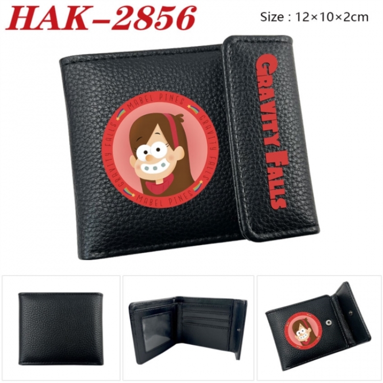 Gravity Falls Anime Litchi Pattern Hidden Buckle Half Fold Printed Wallet 12X10X2CM