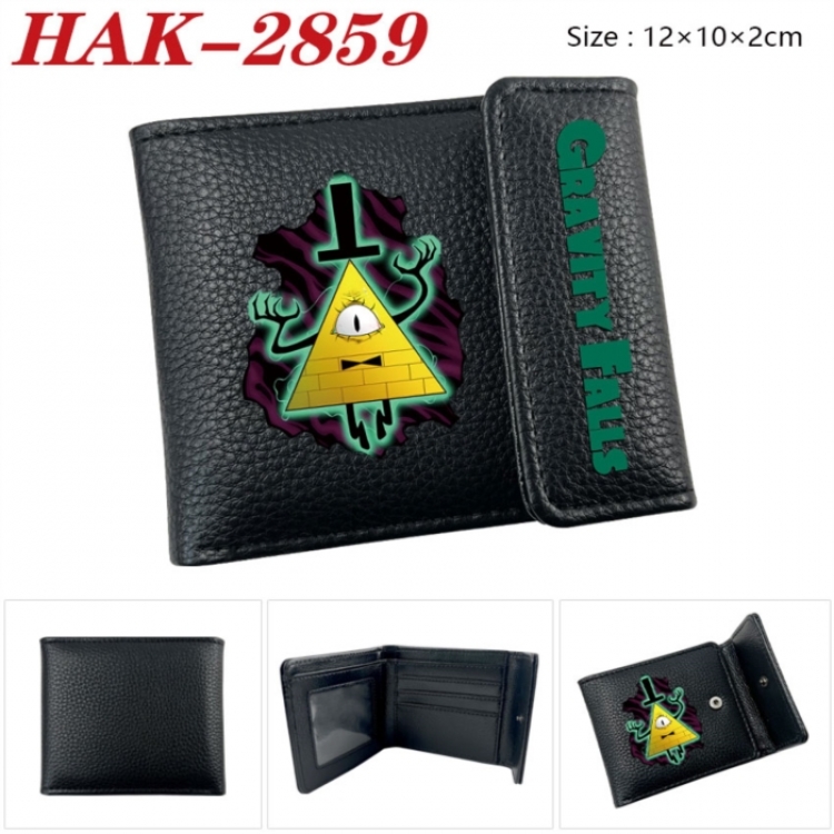 Gravity Falls Anime Litchi Pattern Hidden Buckle Half Fold Printed Wallet 12X10X2CM