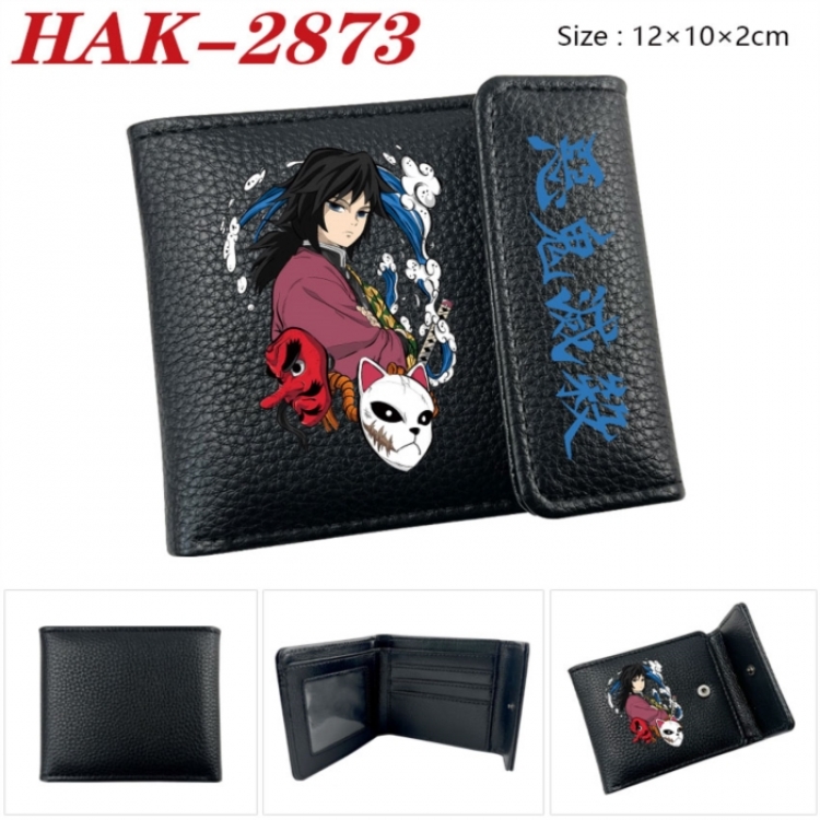 Demon Slayer Kimets Anime Litchi Pattern Hidden Buckle Half Fold Printed Wallet 12X10X2CM