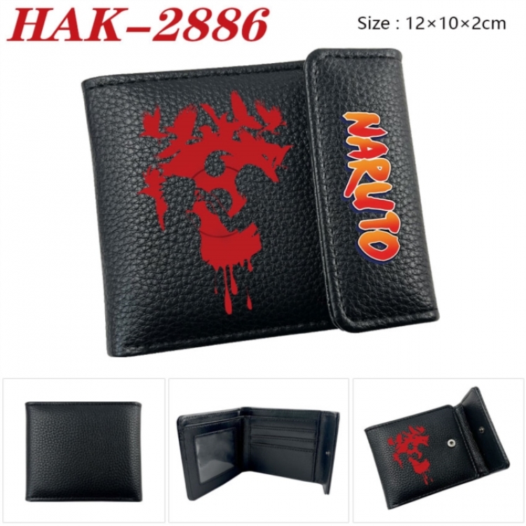 Naruto Anime Litchi Pattern Hidden Buckle Half Fold Printed Wallet 12X10X2CM