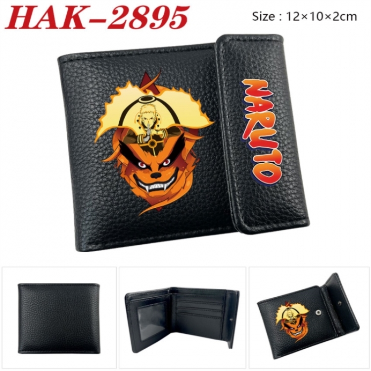 Naruto Anime Litchi Pattern Hidden Buckle Half Fold Printed Wallet 12X10X2CM