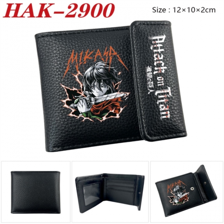 Shingeki no Kyojin Anime Litchi Pattern Hidden Buckle Half Fold Printed Wallet 12X10X2CM