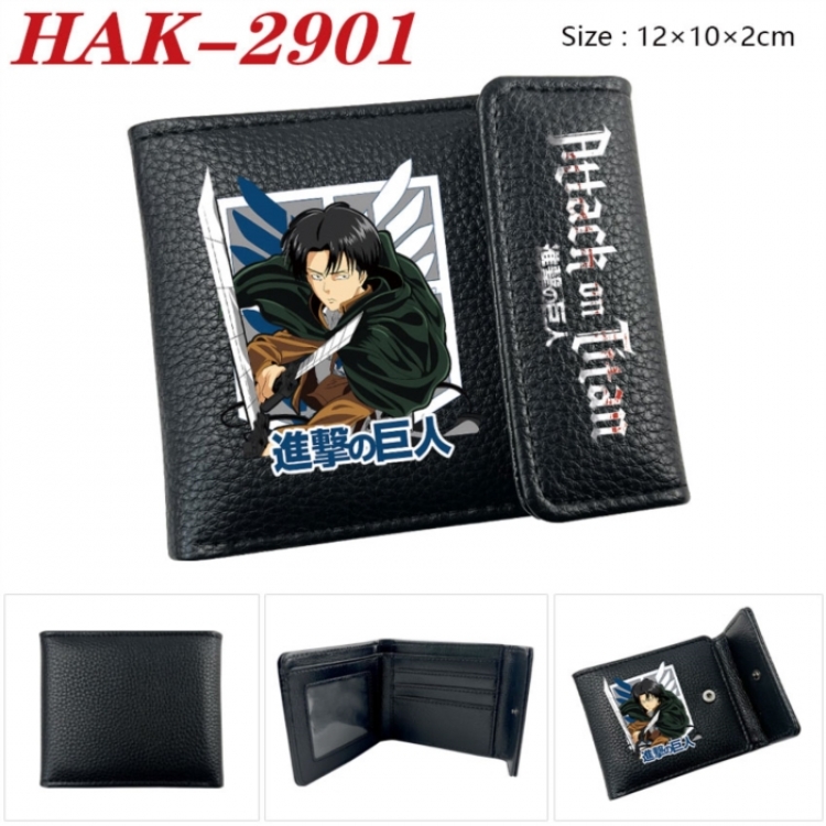 Shingeki no Kyojin Anime Litchi Pattern Hidden Buckle Half Fold Printed Wallet 12X10X2CM