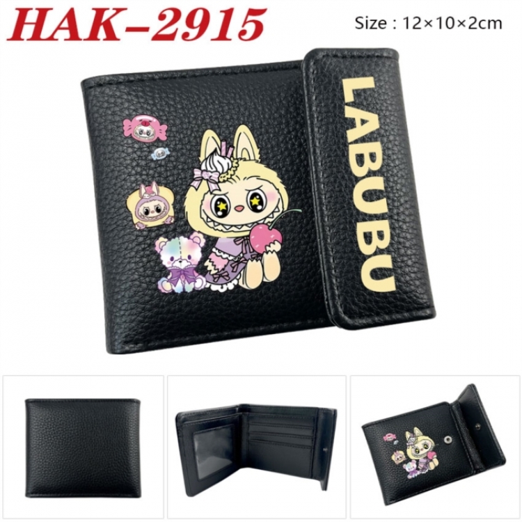 Labubu Anime Litchi Pattern Hidden Buckle Half Fold Printed Wallet 12X10X2CM